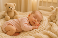 A peaceful baby sleeping in a cozy setting, showcasing the softness of 0 to 3 months baby clothing. This image highlights the comfort and quality of garments designed for newborns in the 0 to 3 months age range.