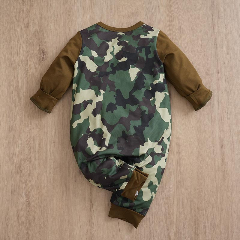 Cute Baby Boy Camouflage Print Jumpsuit | Stylish Camouflage Baby Clothes with long sleeves and soft fabric for infants