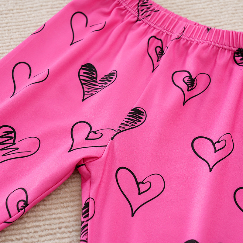 Adorable Little Lovebug Baby Girl Clothing Set - Soft Cotton Outfit for Infants with pink heart print baby pants elastic waistband