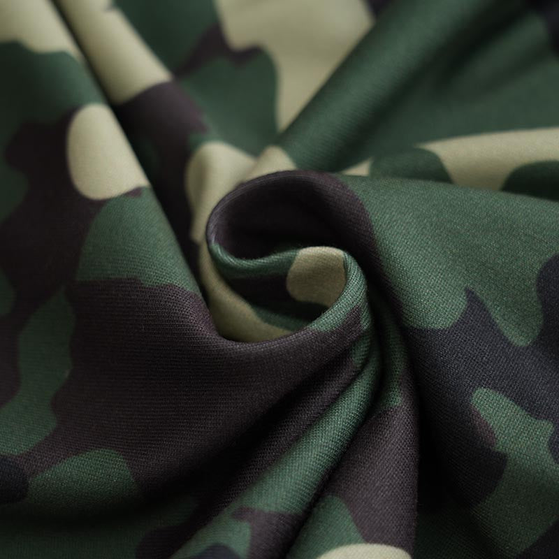 Cute Baby Boy Camouflage Print Jumpsuit | Stylish Camouflage Baby Clothes fabric close-up with soft, stretchy baby jumpsuit material