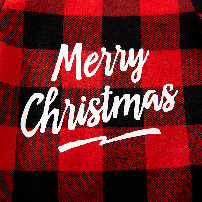 Gender Neutral Baby Jumpsuit With Festive Plaid Design, Soft Cotton, Easy Snap Closure with Merry Christmas print