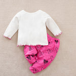 Adorable Little Lovebug Baby Girl Clothing Set - Soft Cotton Outfit for Infants with heart print pants and ruffle-trimmed white top