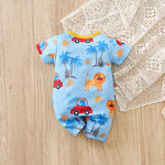 Lion & Wheels Playtime Romper for Boys - Soft, Breathable Fabric with playful lion and car prints on baby romper toddler clothing