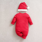 Adorable Baby Santa Jumpsuit & Hat Set - Soft fabric infant outfit with easy snap closures perfect for holiday baby sleepwear and playtime