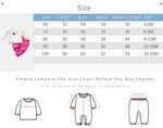 Adorable Little Lovebug Baby Girl Clothing Set - Soft Cotton Outfit for Infants with size chart and measurements for baby rompers and pants