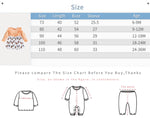 Baby Butterfly Dress Long Sleeve | Hushies Boutique showing size chart with measurements in centimeters for infant clothing
