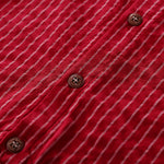 Close-up of the Adorable 1-Piece Striped Infant Clothing Jumpsuit, featuring a button-up front, bow tie, and thin white stripes—crafted from breathable fabric, perfect for stylish and comfortable baby wear.