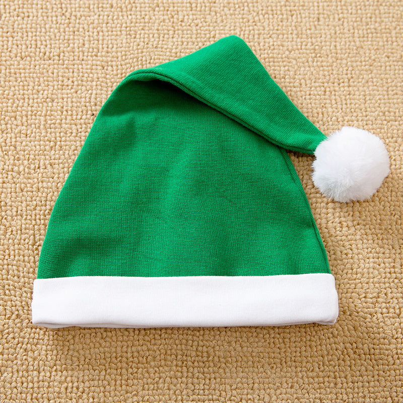 Green Elf Jumpsuit Babies | Soft Gender Neutral Holiday soft green holiday hat with white trim and pom pom accessory