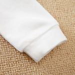 Baby Boy Blue Gentleman Suit Jumpsuit With Bow Tie & Vest 12-18M close-up of soft white cuff on a baby outfit sleeve detail