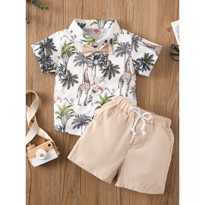 Conjunto de shorts con estampados de animales para niños pequeños – Suave, transpirable y listo para jugar