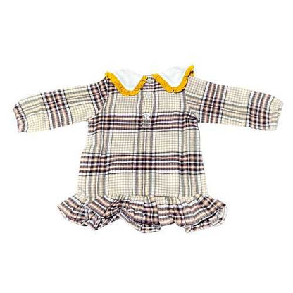 Baby Girl Stripped Plaid Print Frilled Collar Long Sleeve Shirt - 