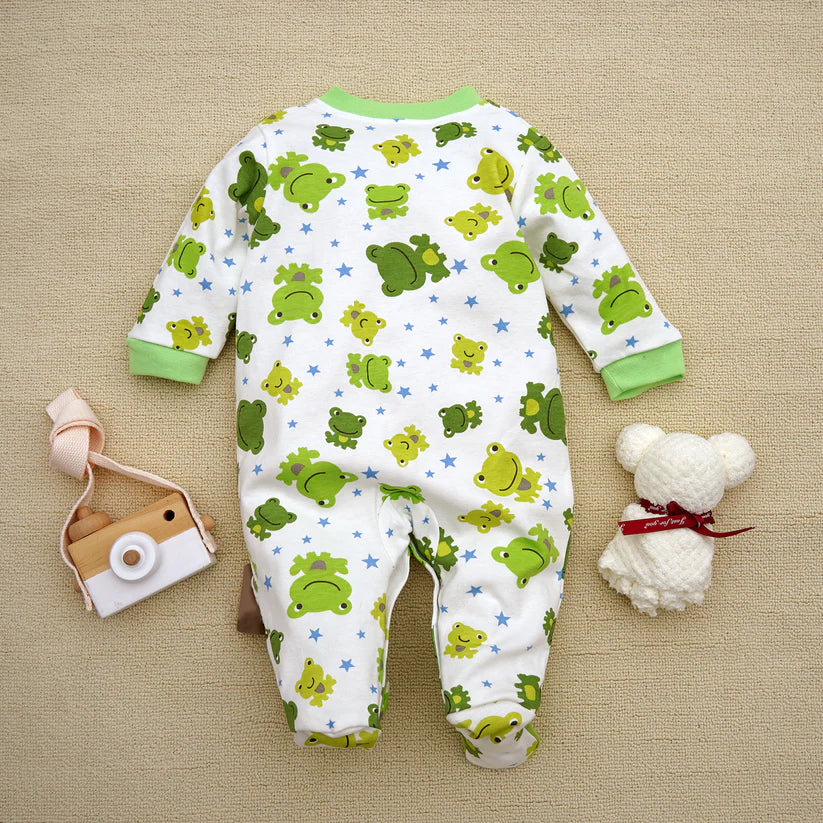 Baby Unisex Frog & Star Jumpsuit – Soft, Breathable & Adorable