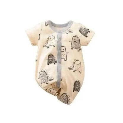 Cute unisex baby romper adorned with cheerful cartoon designs, ideal for any baby’s outfit collection. 