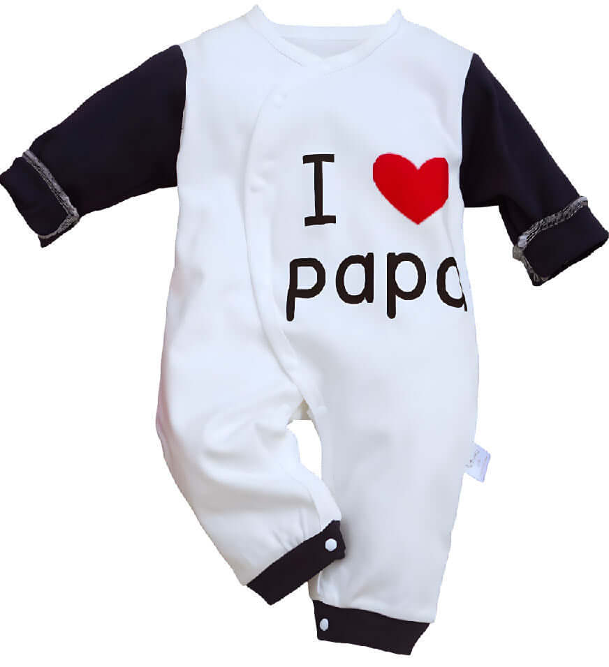 Adorable Unisex Baby Jumpsuit - I Love You Papa Design in Soft Cotton for Newborns. The cute jumpsuit showcasing the I Love You Papa design, perfect for little ones.