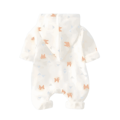 Organic Baby Hoodie - Plush Fleece with Adorable Fox Design, showing the back view of the hoodie with its playful fox pattern against a soft background.
