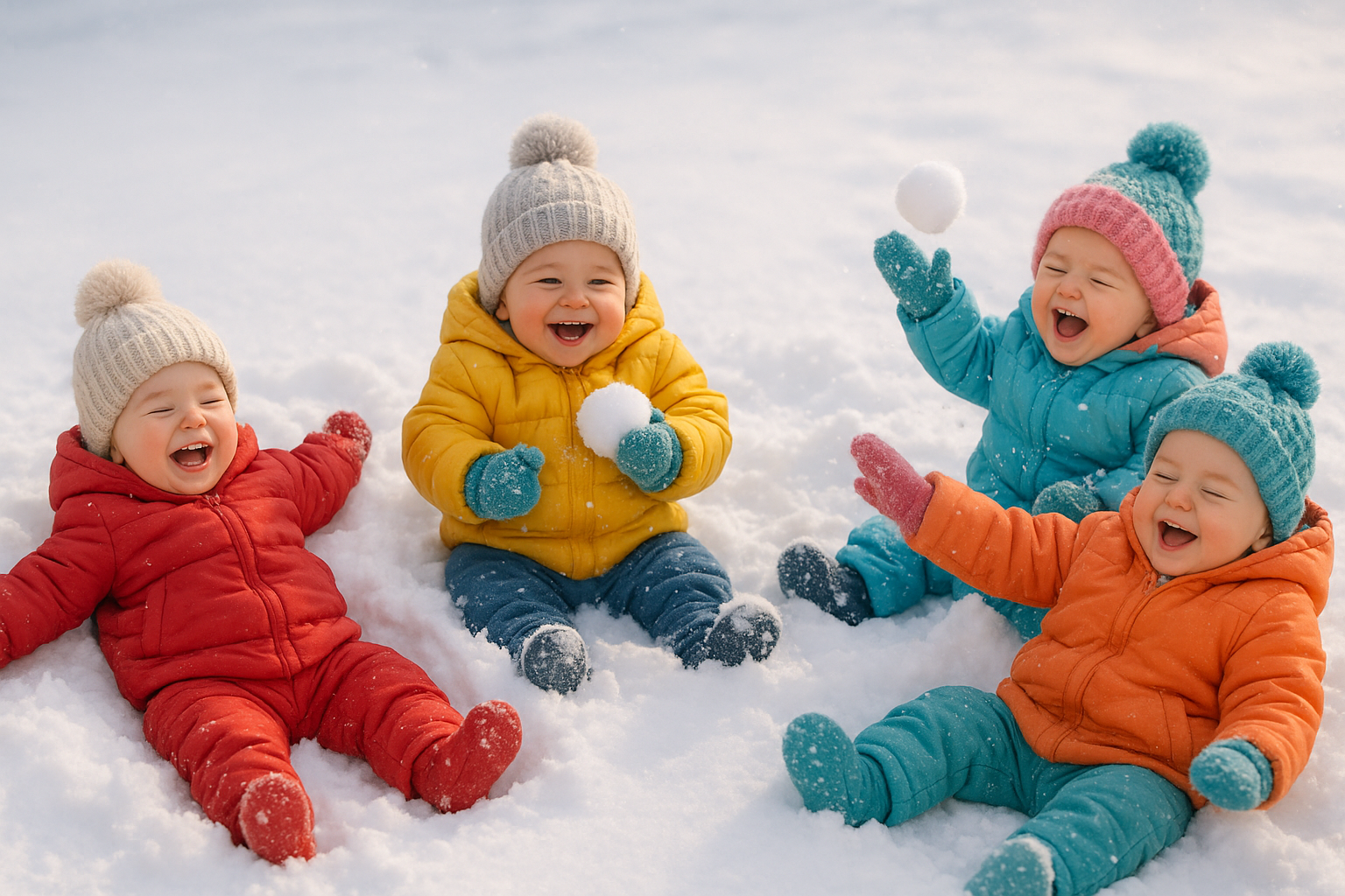 BABIES IN THE SNOW PLAYING