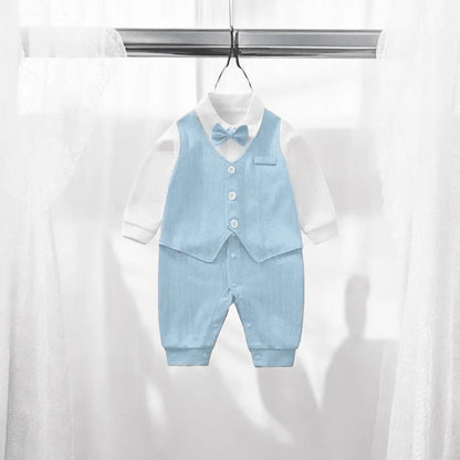 Baby Boy One-Piece Adorable Baby Blue Gentleman Jumpsuit - 