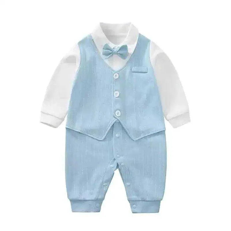 Baby Boy One-Piece Adorable Baby Blue Gentleman Jumpsuit | Hushies