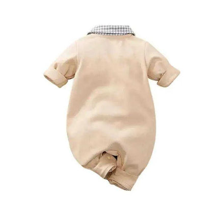 Baby Boy One-Piece Cotton Long Ivory Gentleman Jumpsuit | Hushies