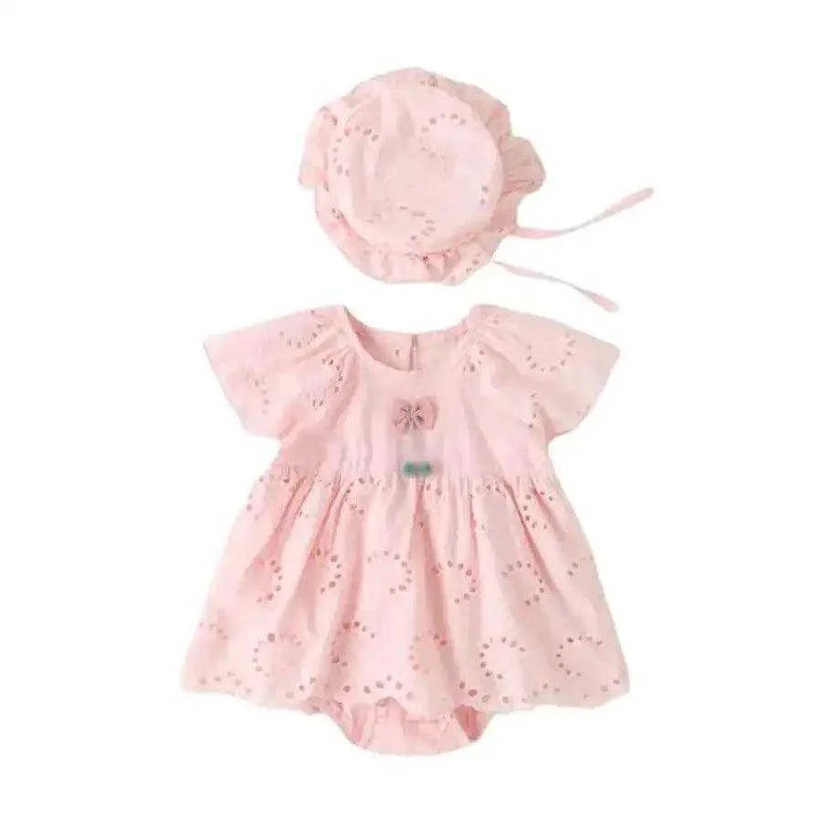 comfortable baby girl cotton pink romper dress - 1