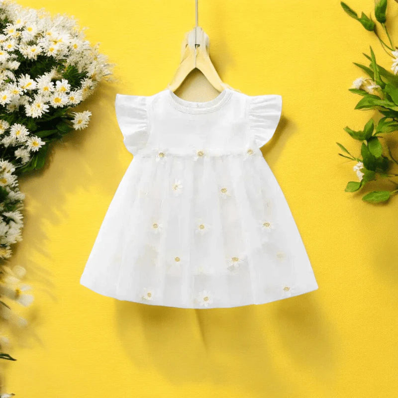 Baby Girl Cute Daisy Romper Dress White - 