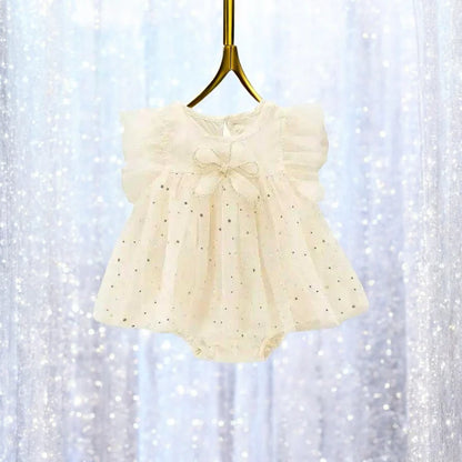 Baby Girl Sparking Ivory Romper Dress - 