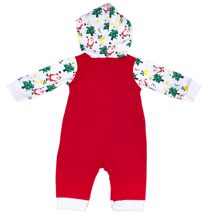 Baby Girl Boy Holiday Christmas One-Piece Hooded Jumpsuit - 