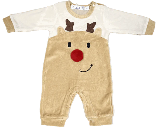 Baby Girl Boy Christmas Reindeer One-Piece Jumpsuit - 