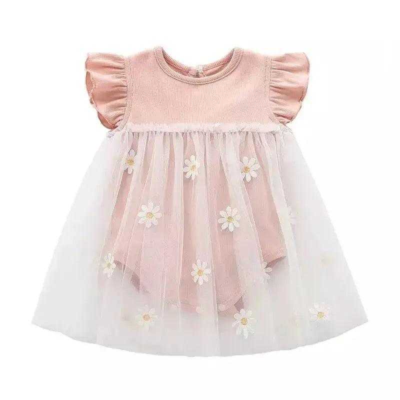Baby Girl Cute Daisy Romper Dress Pink - Premium Dress from Hushies - Just $22.09! Shop now at Hushies