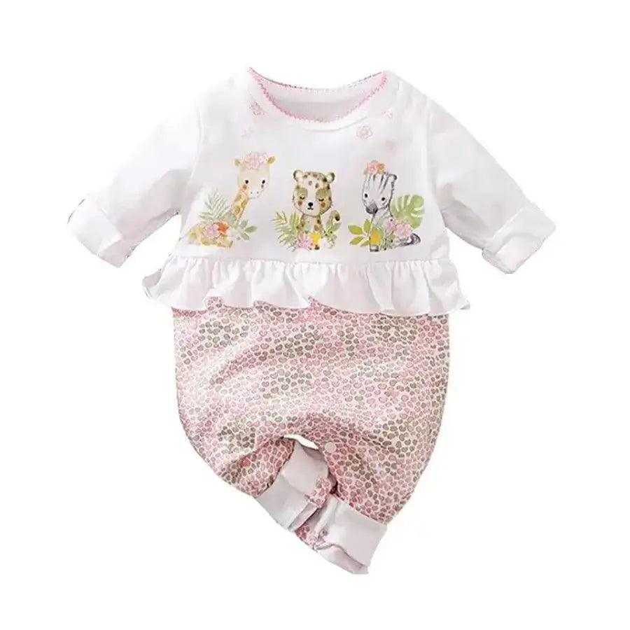 Baby Girl Romper Deer Heart Love Print Long - Premium Romper from Hushies - Just $18.19! Shop now at Hushies