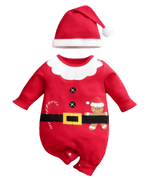 Adorable Baby Santa Jumpsuit & Hat Set - Soft Fabric, Easy Snap Closures, Holiday Fun , Jumpsuit