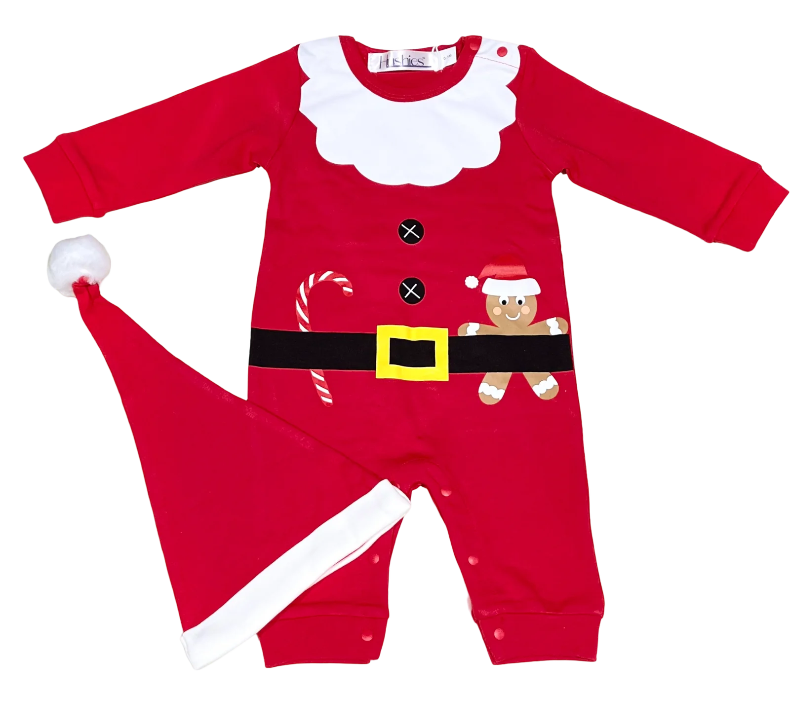 Baby Girl Boy Red Santa One-Piece Jumpsuit and Hat - 