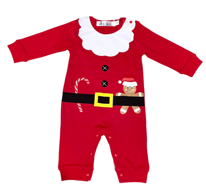 Baby Girl Boy Red Santa One-Piece Jumpsuit and Hat - 