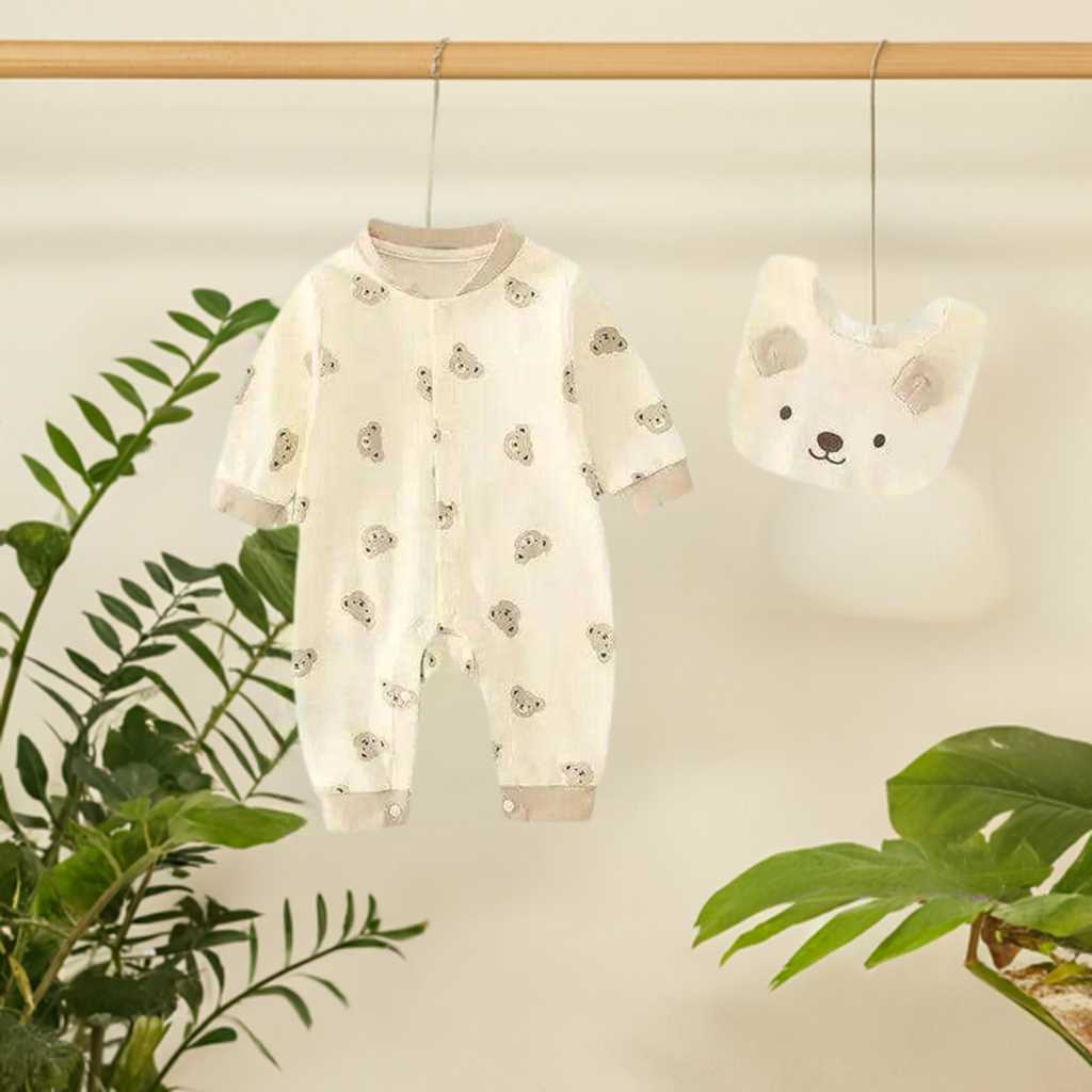 Unisex Adorable Bear Jumpsuit with Bib - Premium Jumpsuit from Hushies - Just $25.34! Shop now at Hushies