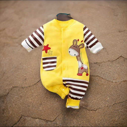 Baby Boy Adorable Giraffe Yellow Stitch Jumpsuit - Premium Jumpsuit from Hushies - Just $18.84! Shop now at Hushies
