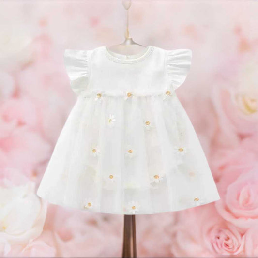 Baby Girl Cute Daisy Romper Dress White - Premium Dress from Hushies - Just $22.09! Shop now at Hushies