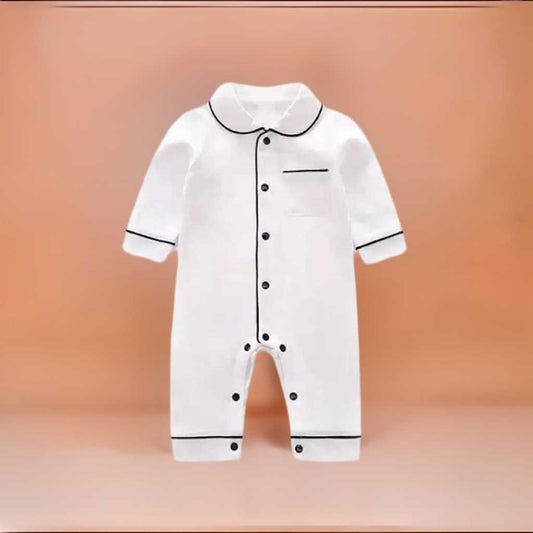Unisex Baby Cotton Pajamas Long White - Premium Pajamas from Hushies - Just $18.19! Shop now at Hushies