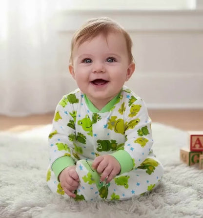 Baby Unisex Jumpsuit - Cozy Cotton Frog Star Design with Footed Style & Easy Snap Closure