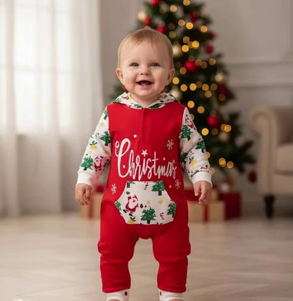 Mono navideño unisex para bebé con capucha, diseño suave y festivo
