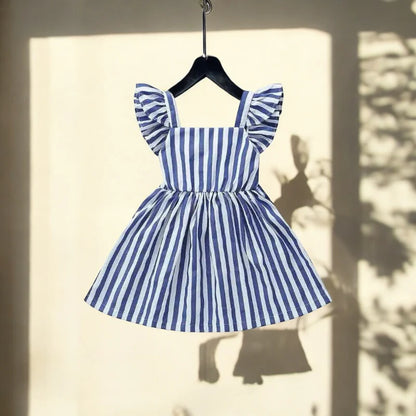 Baby & Toddler Girl Vintage Blue & White Strip Dress - 