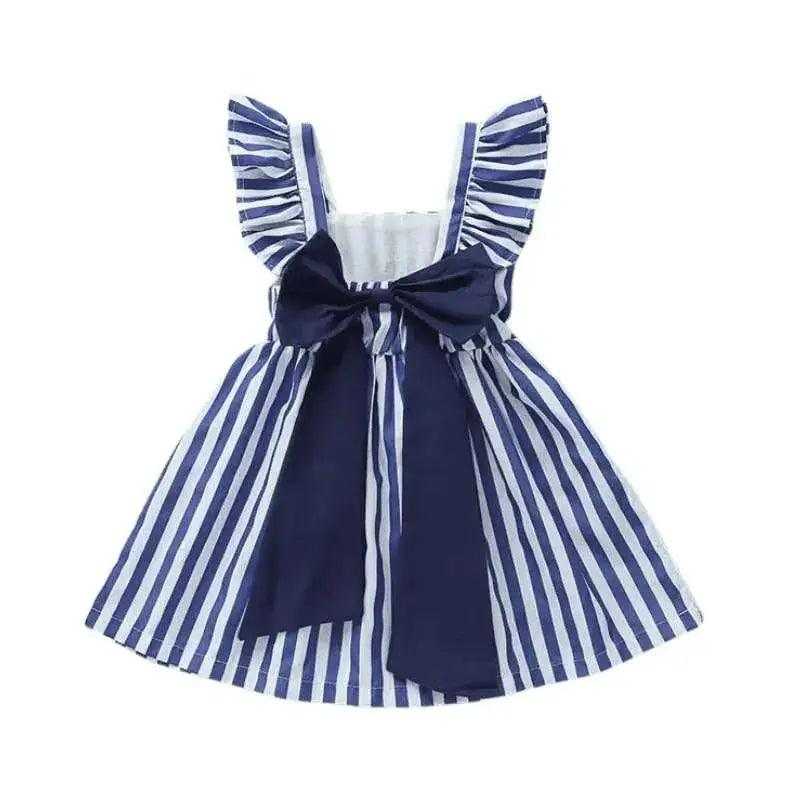 Toddler Girl Vintage Blue & White Strip Dress - Premium Dress from Hushies - Just $22.09! Shop now at Hushies
