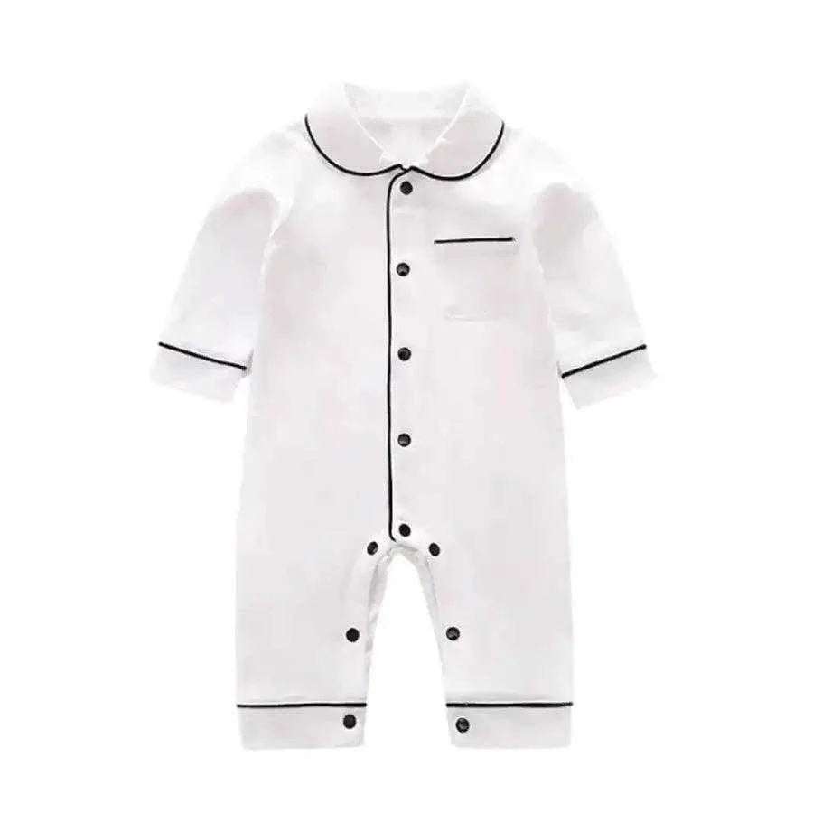 Unisex Cotton Baby Pajamas Long White | Hushies