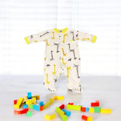 Unisex Baby Giraffe Footed Cotton Jumpsuit - 