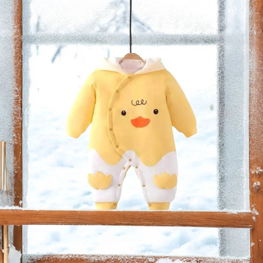 Unisex Baby Duckie Sweater Outerwear Hooded Suit - 